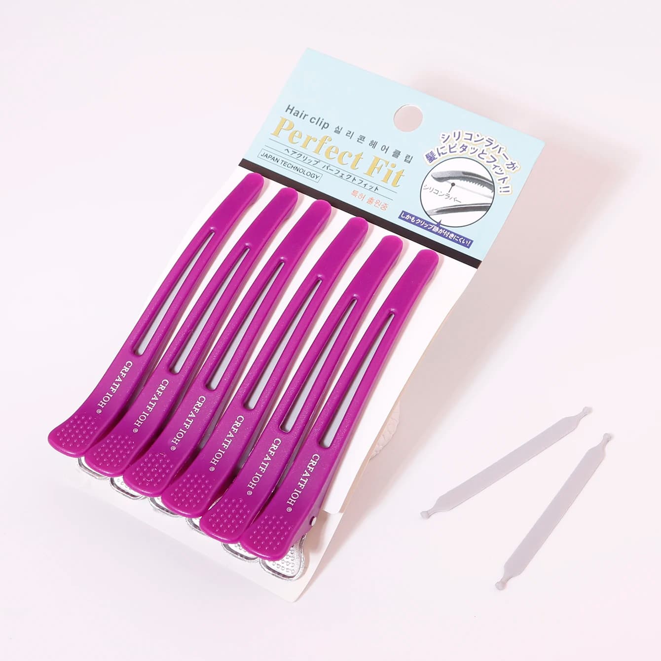 Long hairdresser fork with seamless clip of 6 pieces, hairdresser forks without folds, non-slip fork, special for real hair wigs