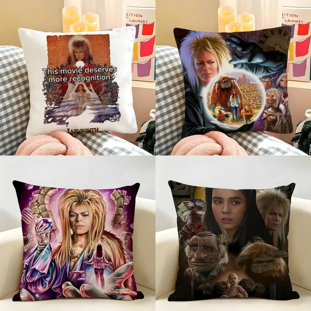 Fantasy Film L-Labyrinth Cushion Cover Natural Linen Organic Fabric Double-Sided Printing Room Sofa Decor Pillow Case