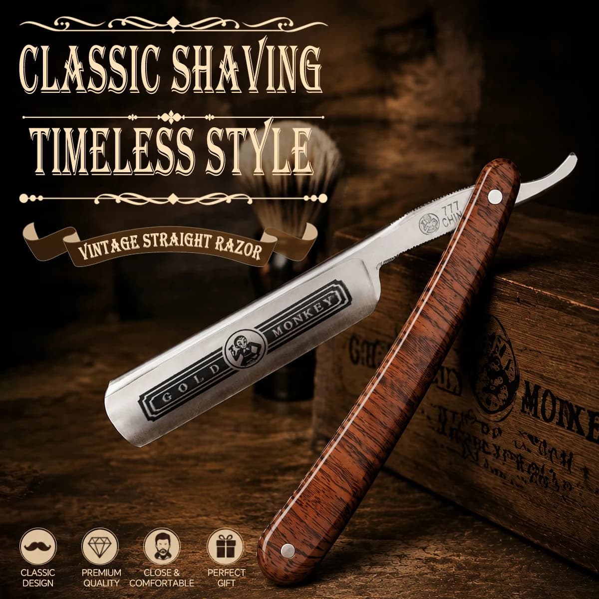 Razor Manual Foldable Men's Gold Dollar Classic, Sharpened Stainless Steel, Bearing Shaving Tool