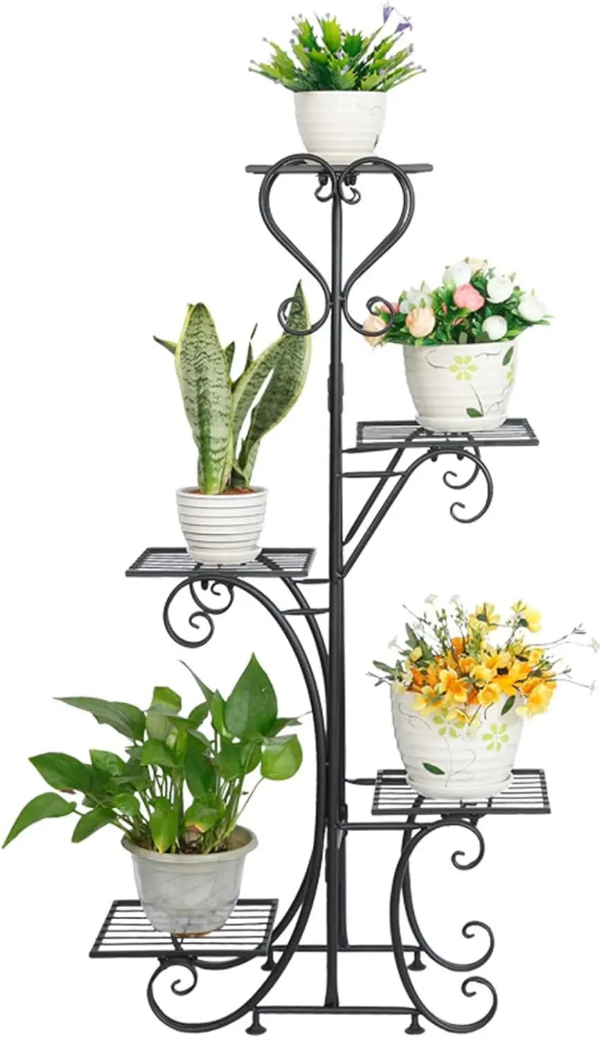 5-Tier Metal Plant Stand Indoor Outdoor, Upgraded Tall Iron Spiral Corner Plant Shelf - Tiered Storage Flower Pot Holder Display