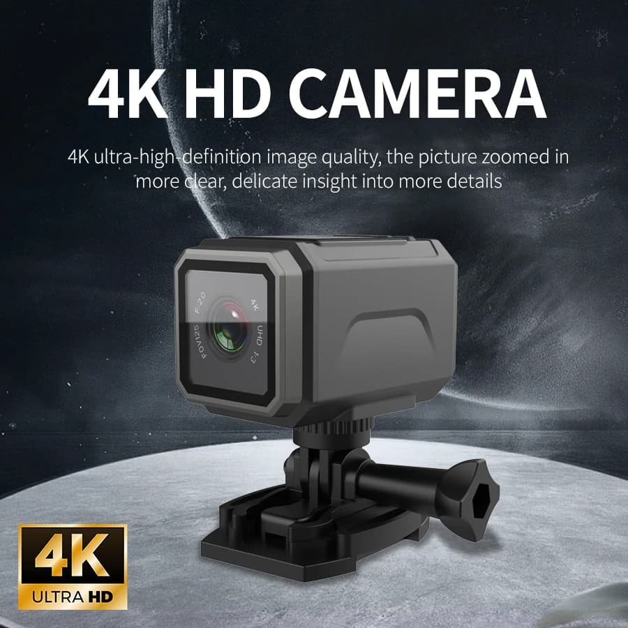 Telecamera portatile Ultra HD 4K con hotspot WiFi, mini telecamera per sport all'aria aperta con schermo, dashcam per moto e bicicletta