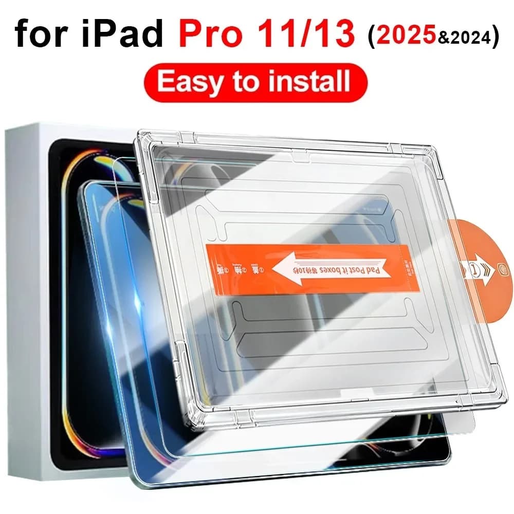 1 confezione di protezione per lo schermo a installazione rapida senza polvere per Apple IPad Air Pro 11 13 pollici A16 11th 10th 2025 HD pellicole in vetro temperato