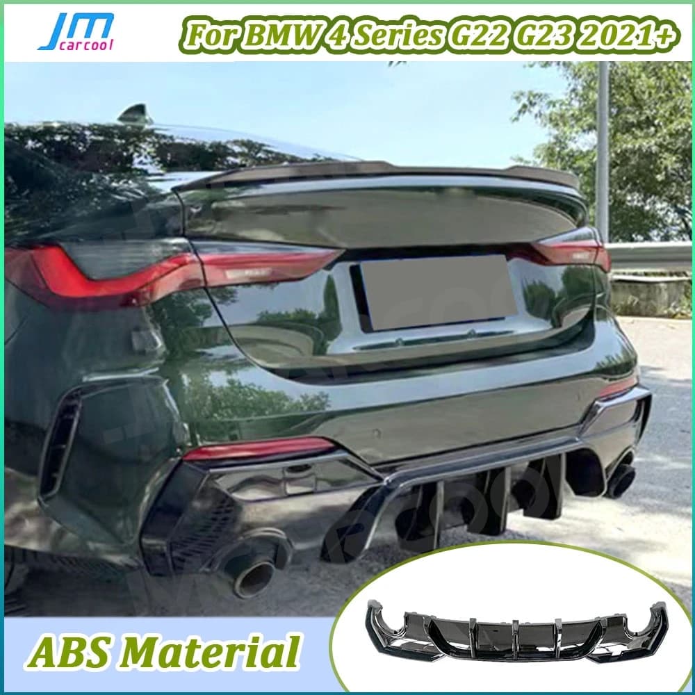 ABS Gloss Black Rear Bumpers Lip Diffuser Spoiler Splitter For BMW 4 Series G22 G23 Coupe 2 Door 2021 + Car Bodykits Accessories