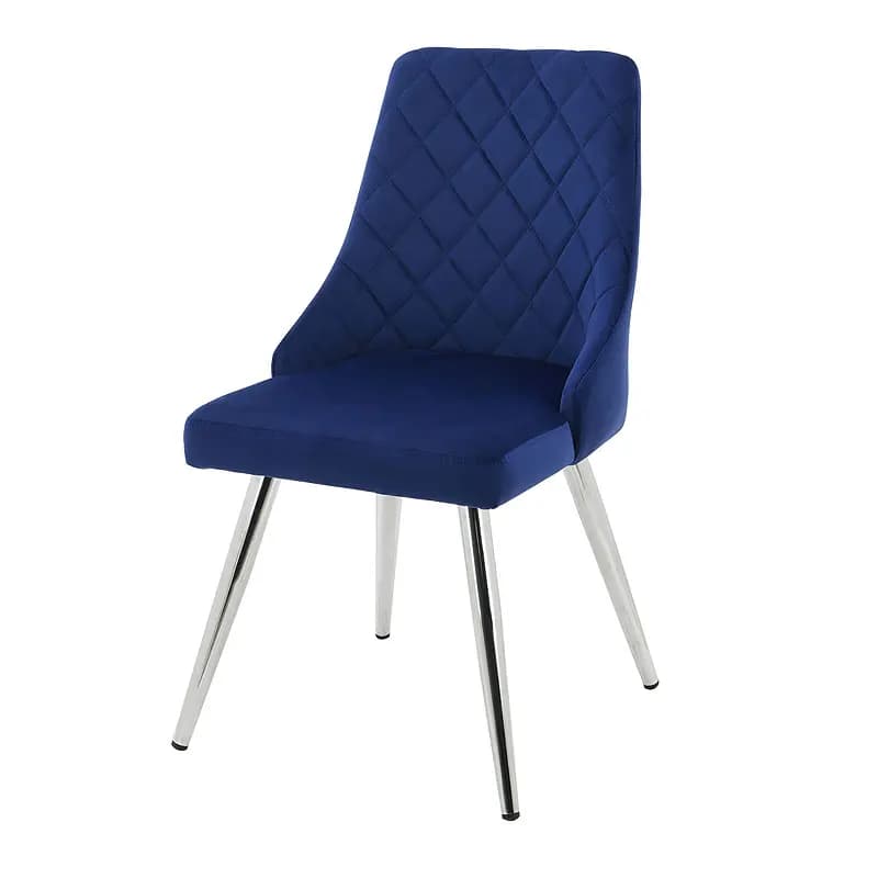 Sedia da pranzo moderna in velluto Sedia laterale con gambe in acciaio inossidabile cromato argento per mobili da ristorante per sala da pranzo