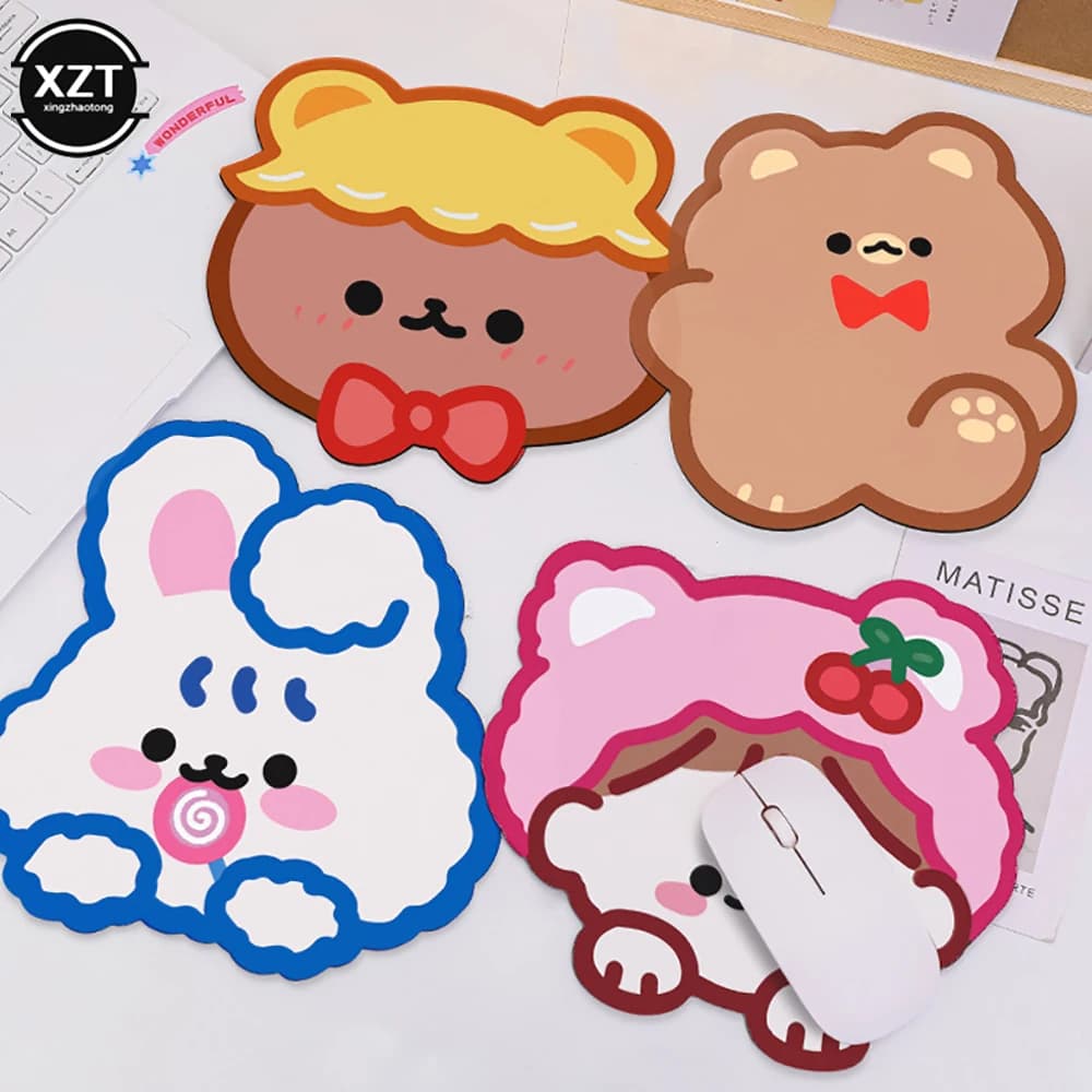 22x20cm Ins Kawaii Mouse Pad Anti-slip Gamer Cute Cartoon Bear Table Mat Office Home Desktop Keyboard Game Protection Pad