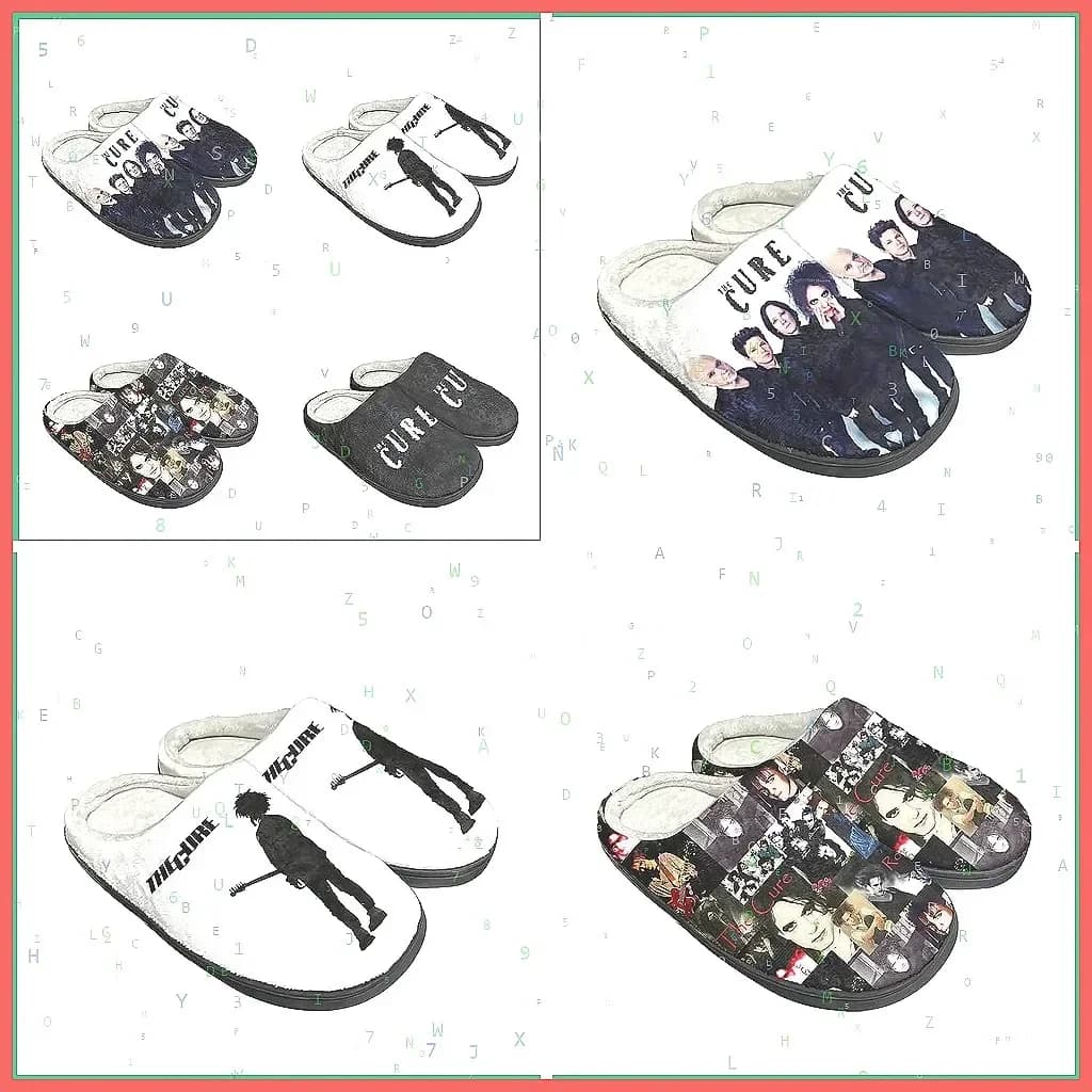 The Cure Robert Smith Custom Slippers, Plush Warm Adult Indoor House Shoes for Fans