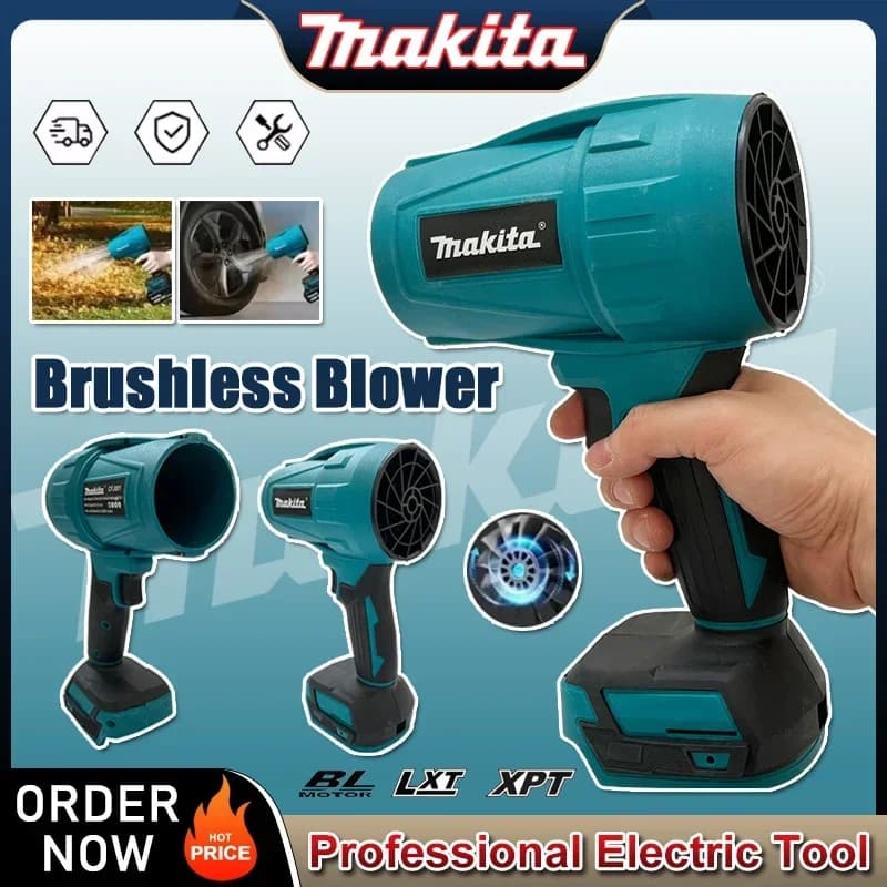 Soffiatore Elettrico Portatile Makita 30000RPM Senza Spazzole ad Alta Potenza, Ventilatore Turbo per Neve, Foglie e Polvere, Compatibile con Batteria 18V