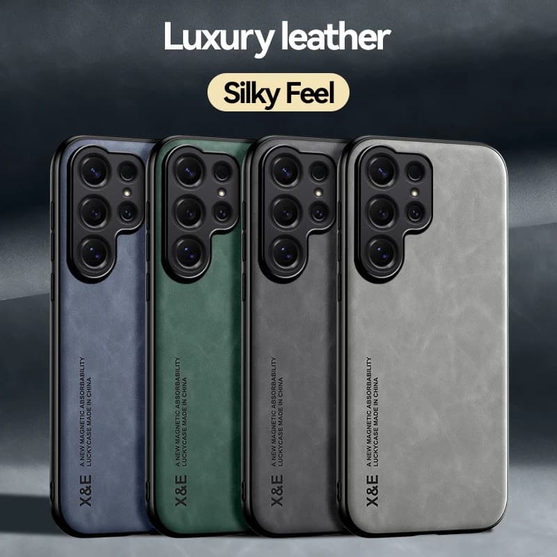 Luxury Leather Ultra Thin Phone Case For Samsung Galaxy S26 S25 S24 S23 S22 S21 Ultra Plus Silky Feel Soft Cover For Car Holder
