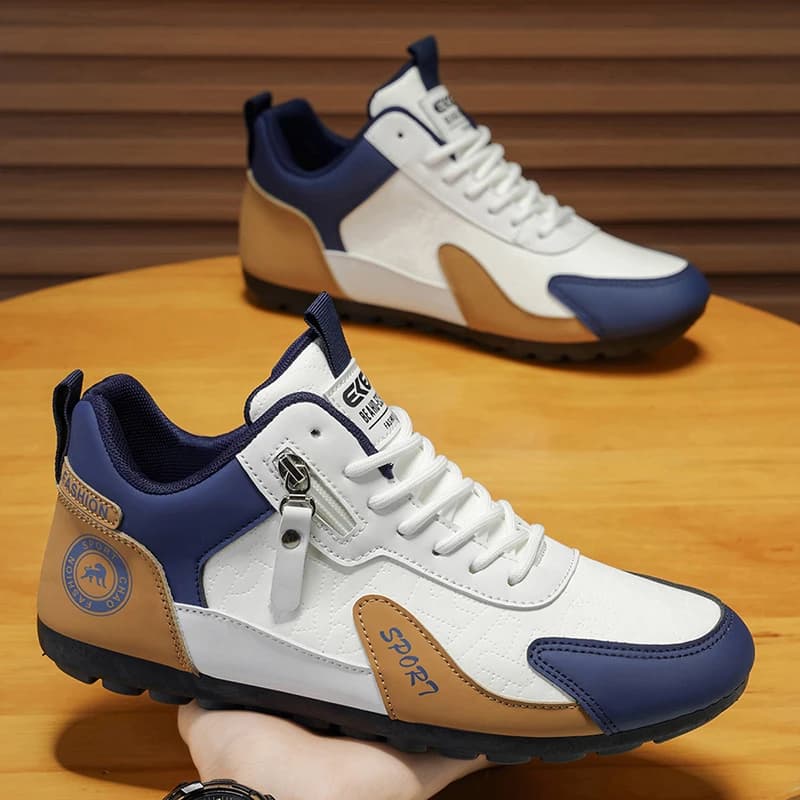 Men's Casual Shoes Side Zipper Short Boots Versatile Flats Bottom Fashion Pu Leather Men's Shoes Suitable for Outdoor Sports