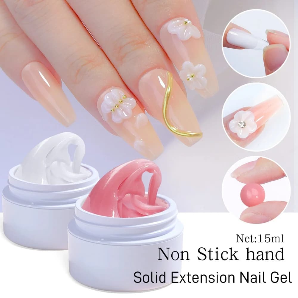 5g/15g Gel per unghie antiaderente per estensione solida a mano Rosa/Trasparente/Bianco Intaglio Fiore Gel per unghie Scultura 3D Gel UV fai da te Vernice acrilica