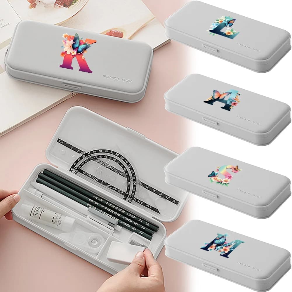 Astuccio Semplice per Scuola e Ufficio, Design Multi-Scomparto per Organizzazione Classificata di Cancelleria ed Eraser, Motivo a Lettere Sfumate