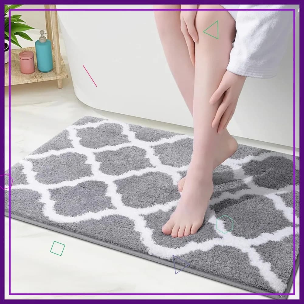 Tappeti da bagno in microfibra morbida e assorbente 36x24, tappeto da doccia peloso antiscivolo, tappetini da bagno grigi lavabili in lavatrice