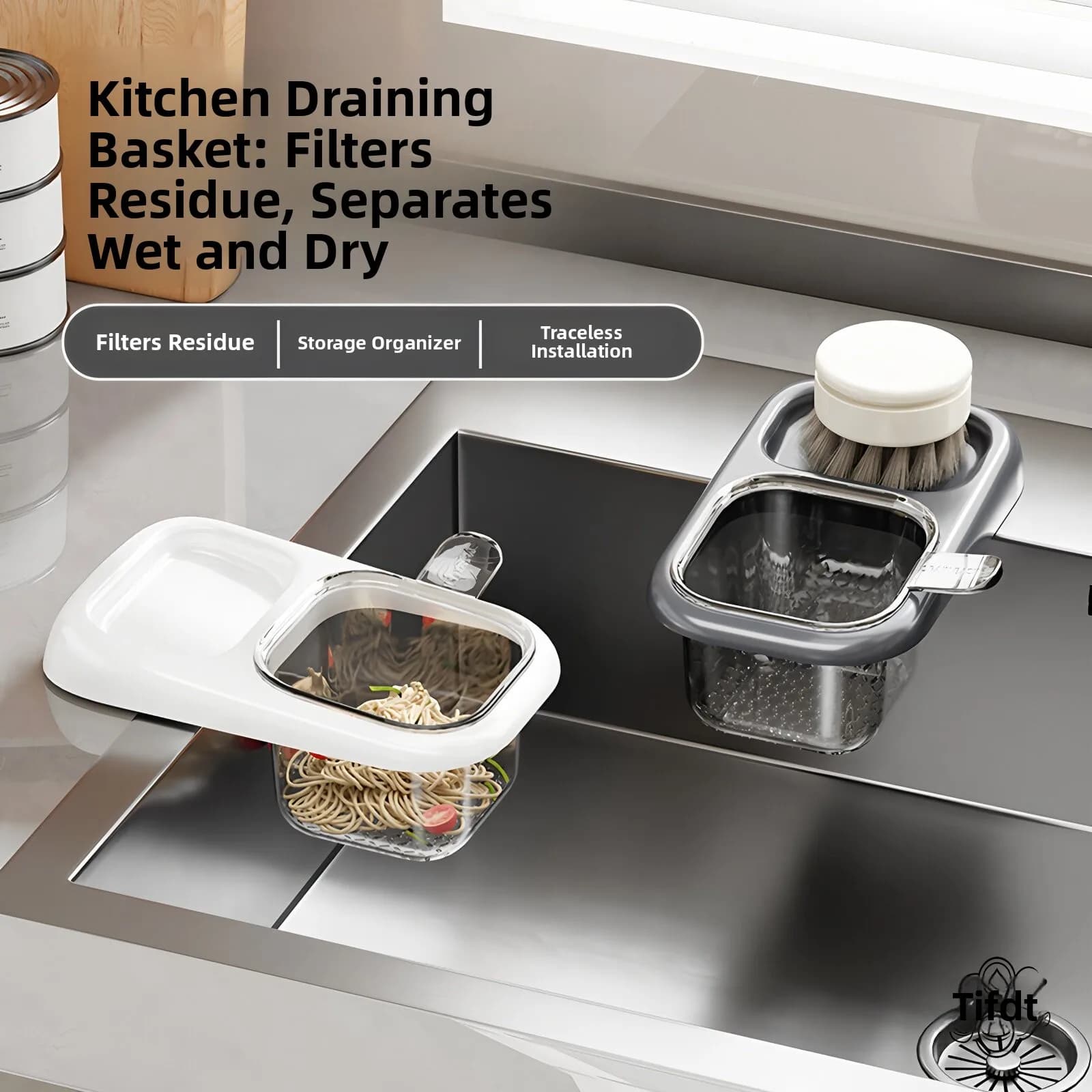 Kitchen Sink Strainer Drain Basket Hanging Style Food Waste Filter Basket Wet And Dry Separation for Leftovers And Dishwater