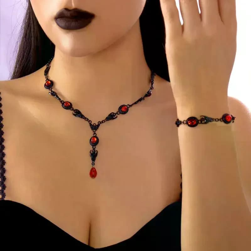 Bracciale Gotico Vampiro con Pipistrello, Cristallo Artificiale, Design Vintage Y2K di Nicchia, Collana con Nappa, Portachiavi, Gioielli Personalizzati, Regali