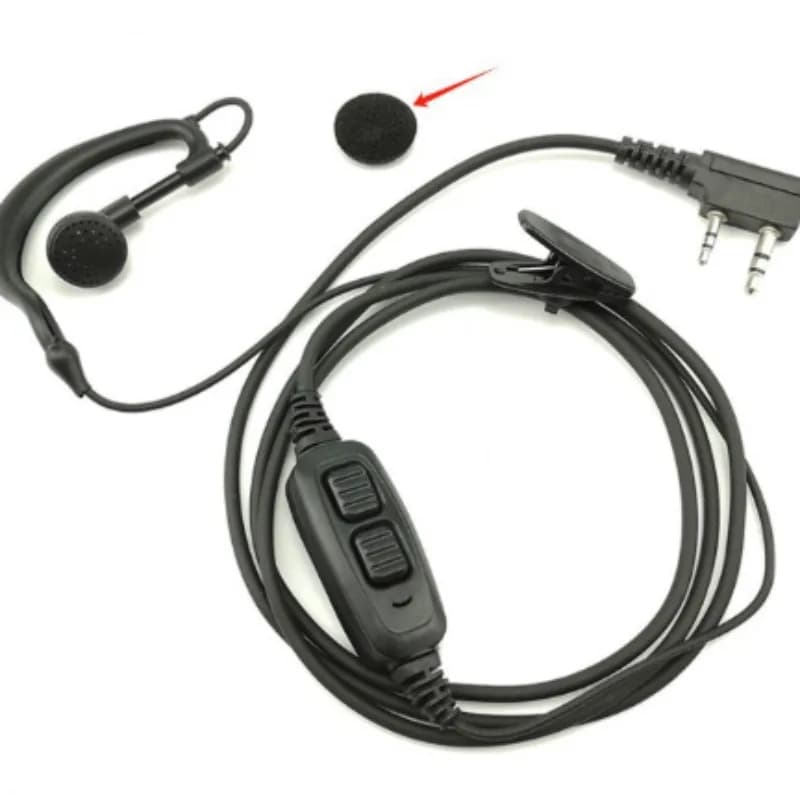 Auricolare con microfono a doppio PTT e gancio per l'orecchio Baofeng UV-82 per radio walkie-talkie UV-82, UV-82HP, UV-8HX, GT-5TP Plus