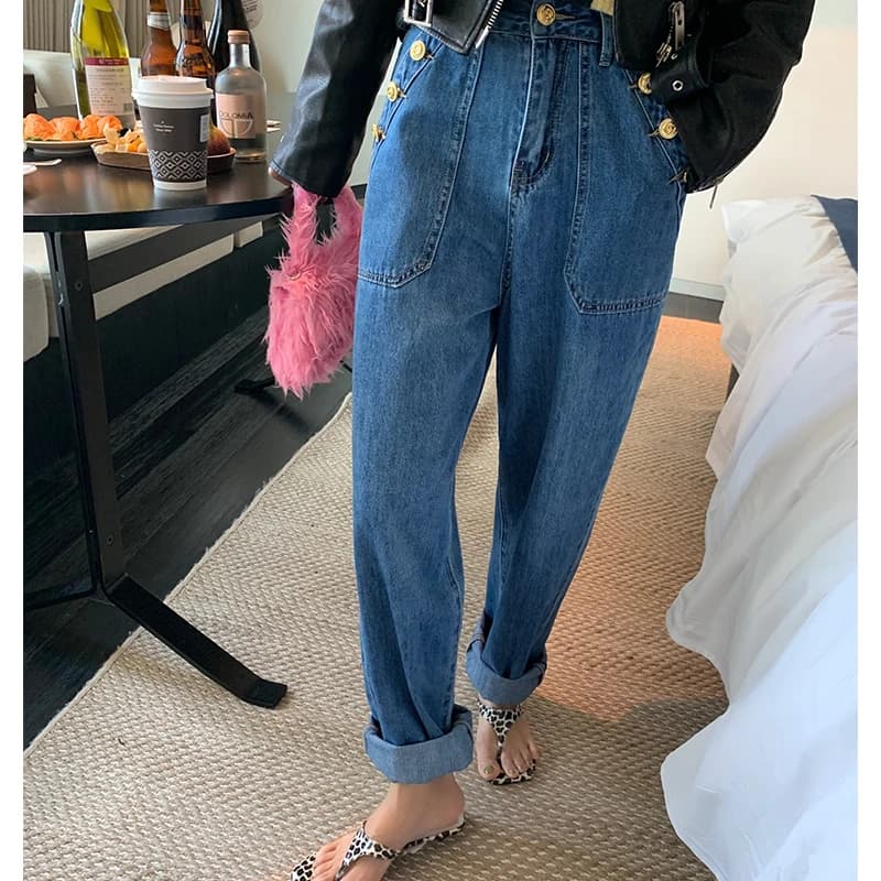 High Waist Wide Leg Denim Jeans Women's Spring Faion Street Sle Design Sensation Skin Friendly Breathable Soft Fabric
