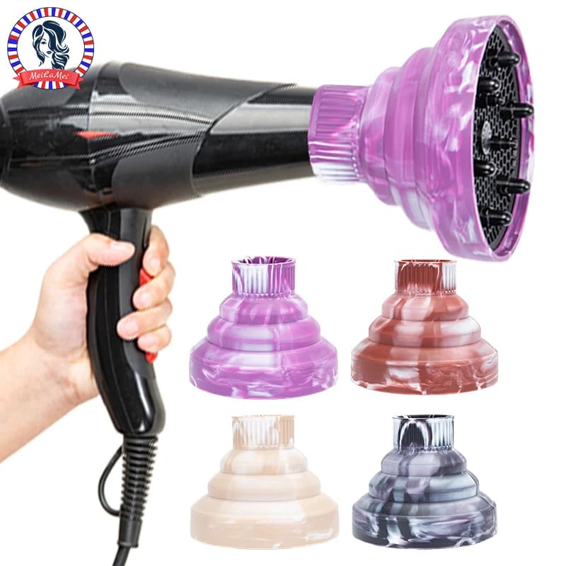 WANMEI silicone retractable hair dryer diffuser - Universal hair dryer accessory for curly hairstyles and cream effect control