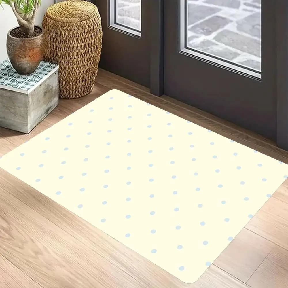 Tappetino in flanella con pois, tappetino per porta, antiscivolo, per camera da letto, soggiorno, decorazioni per la casa