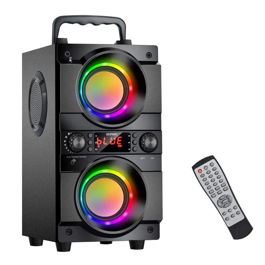80W Bluetooth Speaker with Dual Subwoofer and Low Powerful, Bluetooth 5.0 Wireless, 30m Range, FM Support