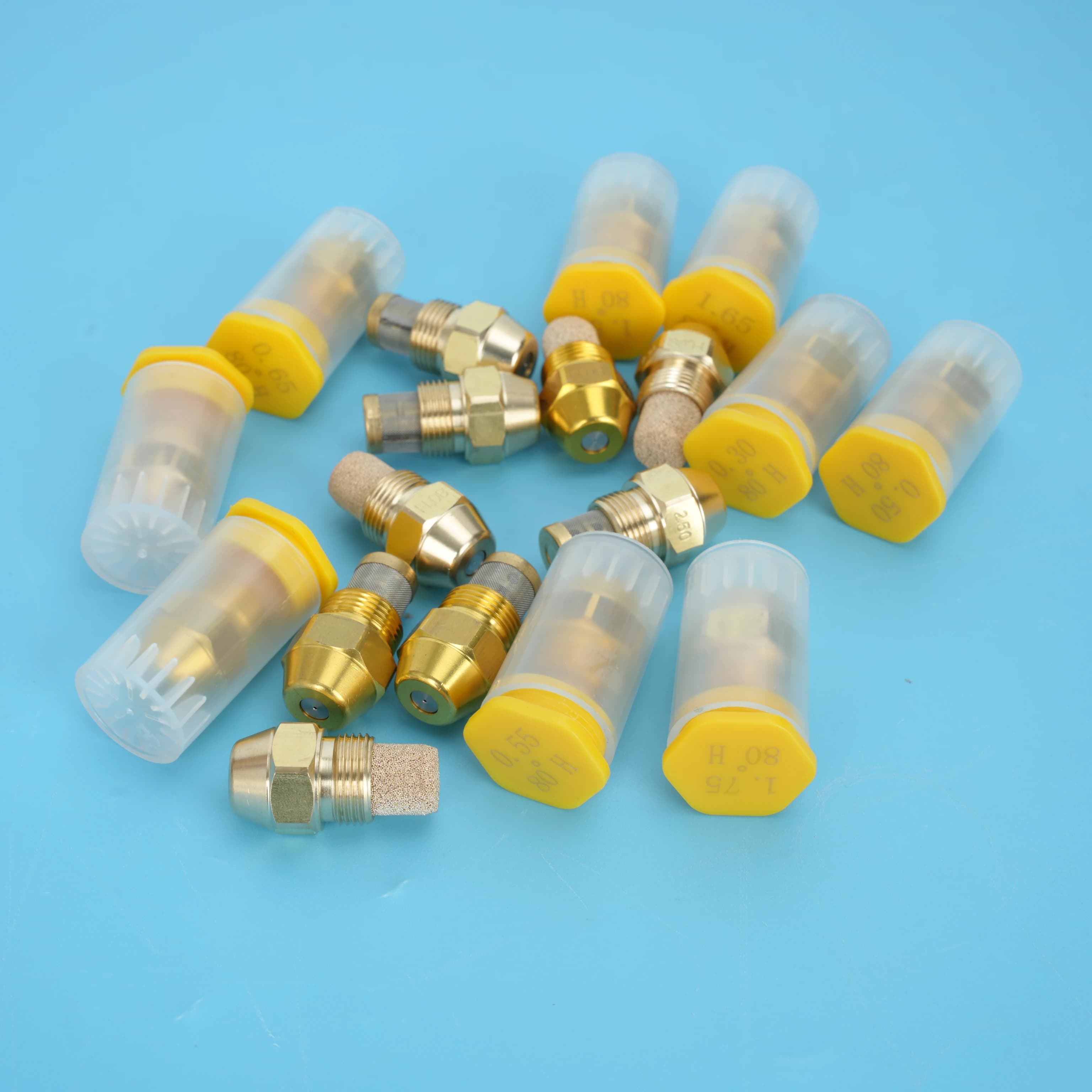Brass Burner Oil Nozzle 80 Degree 9/16" Diesel Fuel Jet Waste Oil Burner Nozzle for Boiler Heater Combustion Fuel Atomizing