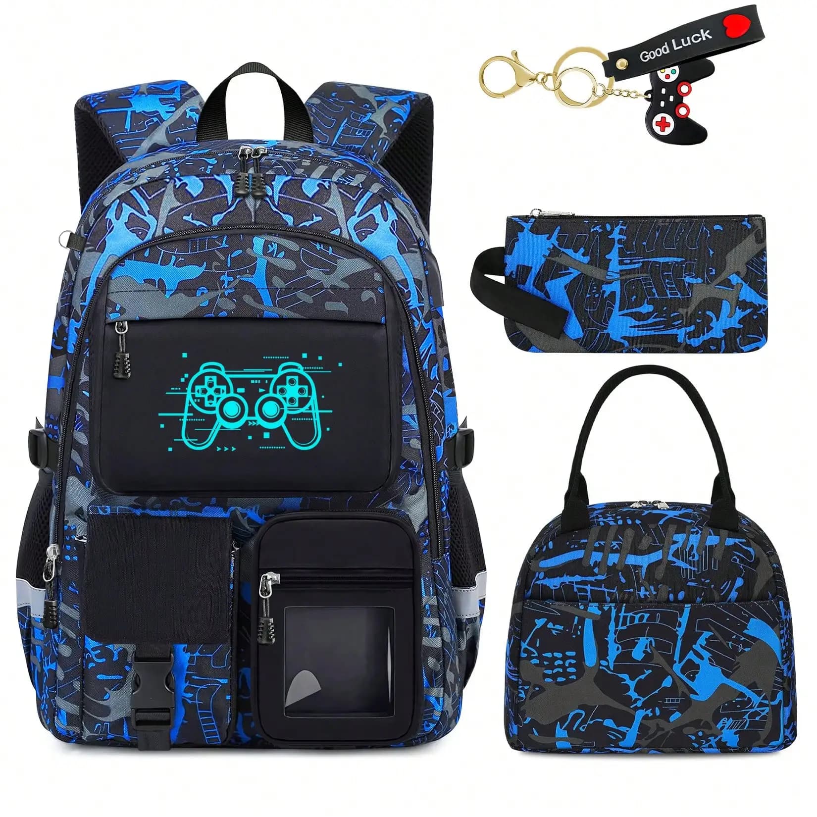 School Backpack For Boys - Gamer Boys Backpack For Kids Children Teens Elementary Middle School Students - 18" Large Capacity School Bookbag