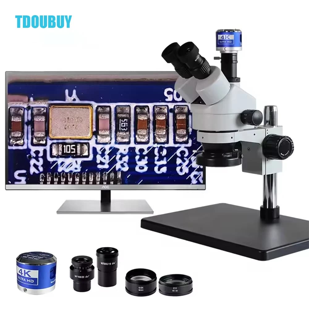 Microscopio trinoculare microscopio stereo digitale USB HD compatibile HDMI con fotocamera monitor con schermo da 10,1 "per riparazione PCB
