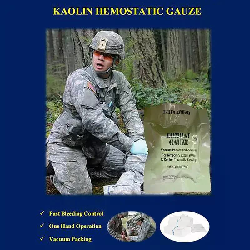 /&/Hemostatic Emergency Trauma Z-Fold Soluble For Ifak Tactical Military First Aid Kit Wound Dressing Kaolin Gauze