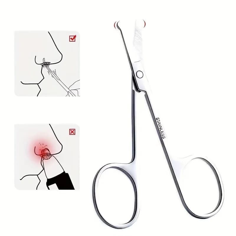 Stainless steel nose hair scissors-perfect for facial hair care, eyebrows, eyelashes, mustache, beards and nails-Safe