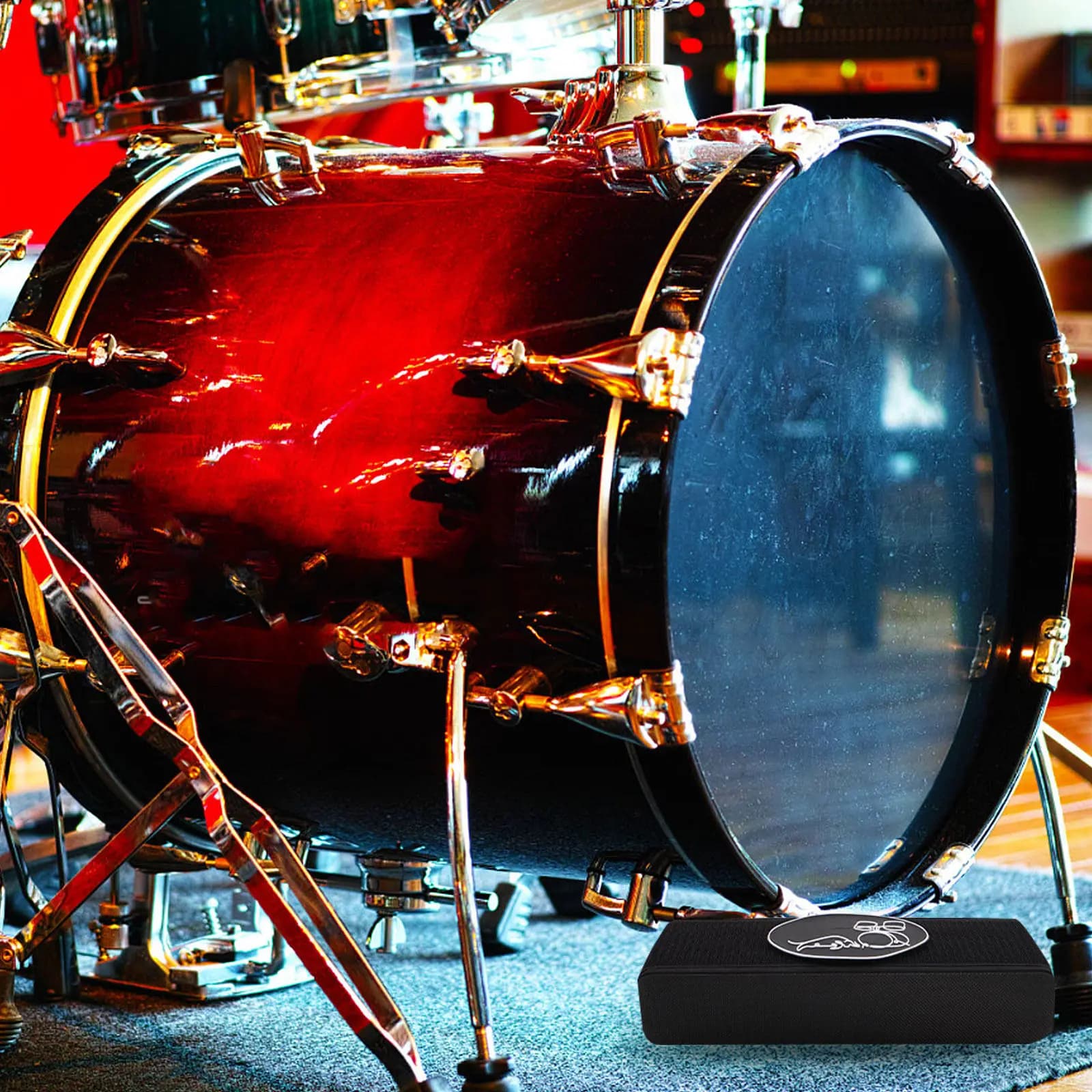 Tappetino Antiscivolo per Freno Batteria, Blocco per Grancassa, Accessorio per Strumenti a Percussione