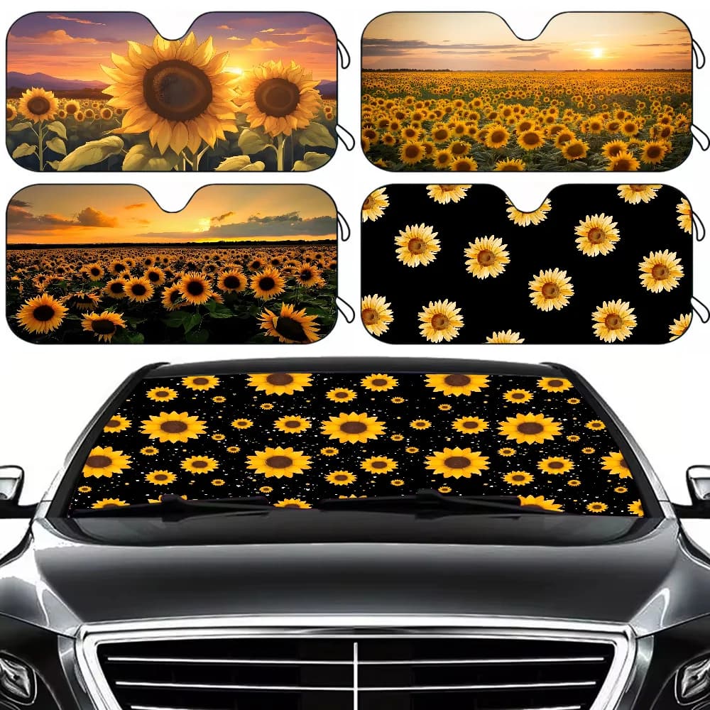 Girasole Summer Sunrise Parasole per auto Parabrezza estivo Pieghevole Protezione UV Copertura per parabrezza con blocco del calore