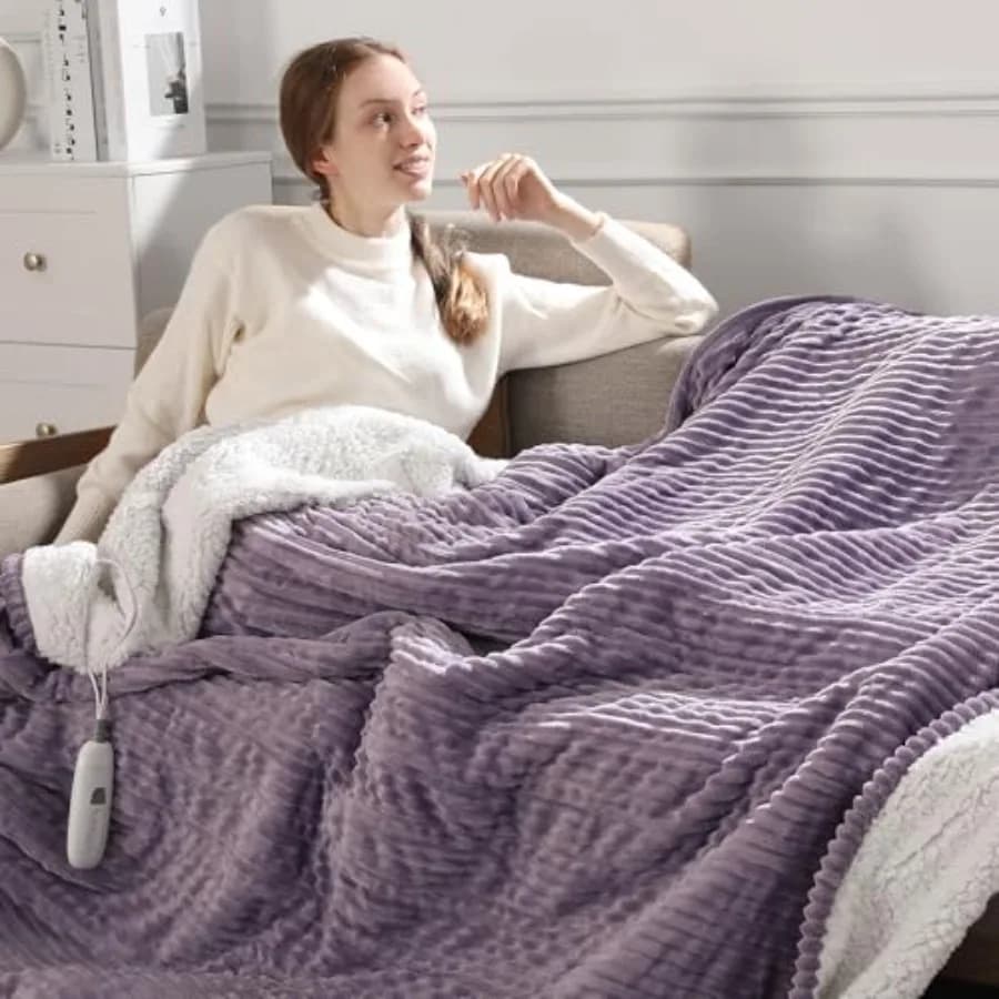 Coperta Elettrica Riscaldata Misura Full - 183x213 cm, con 5 Livelli di Riscaldamento e Spegnimento Automatico dopo 10 Ore, Certificata FCC/ETL