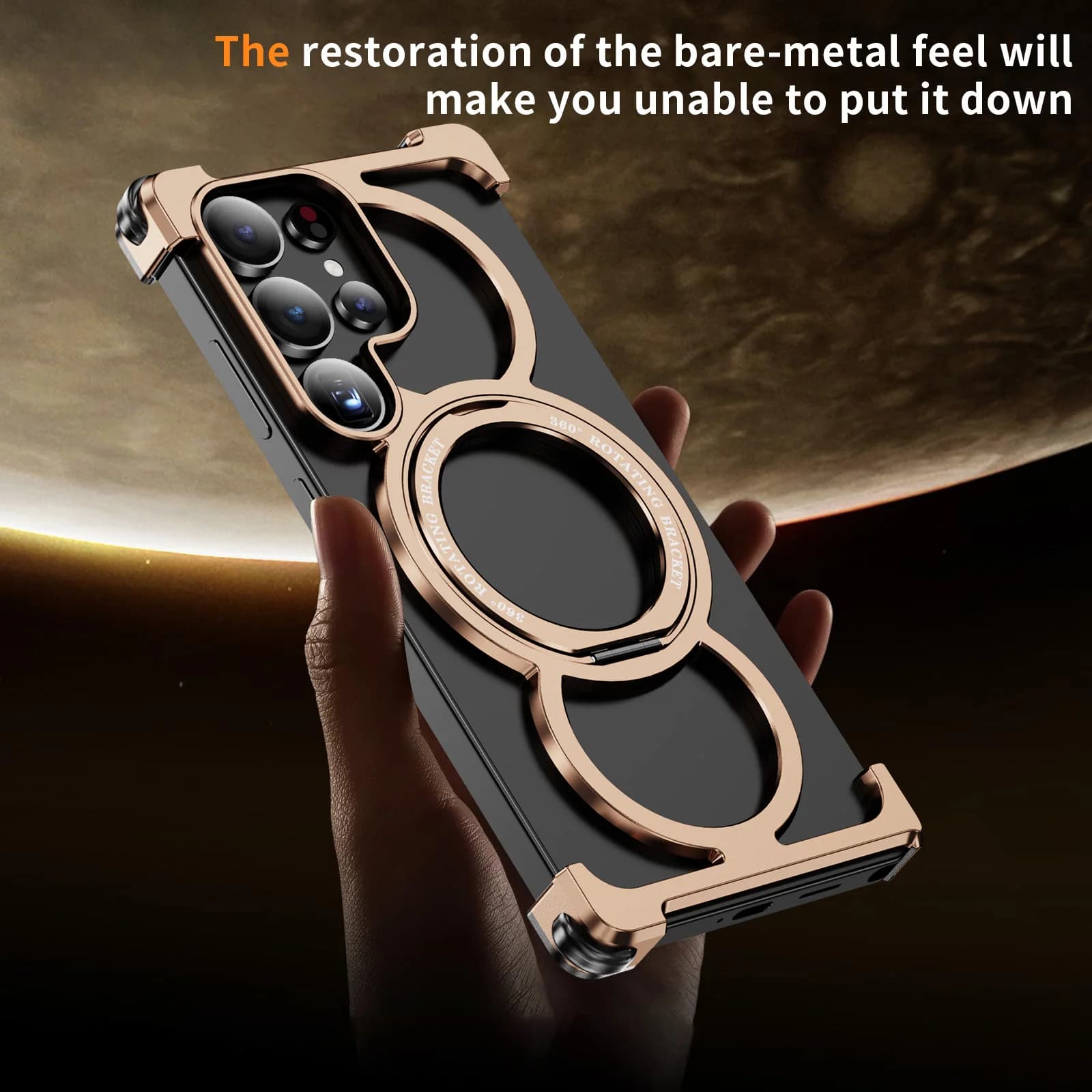 Phone case with heat dissipation aluminum alloy quarry, for Samsung S26 S25 S24 S23 Case with rotating bracket without ultra magnetic frame