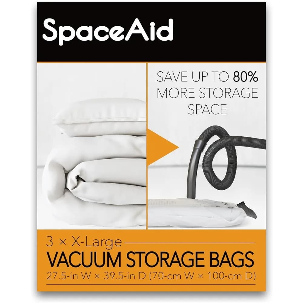Extra Large Vacuum Storage Bags 3 Pack Space Saver Compression Bags for Clothes Bedding Comforters Blankets Pillows Sealer Bags for Travel Home Organization