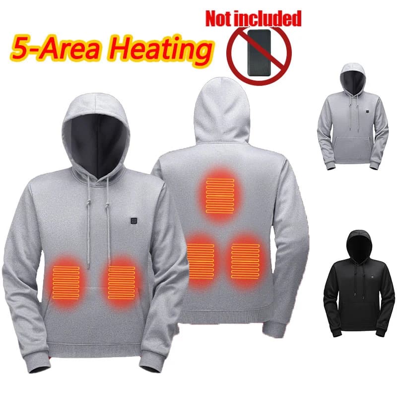 Hoodie with 5 Zone Heating Clothing Women Women Hoodie Heating USB Hot hiking coat for outdoor skiing (Not included The Power Bank)