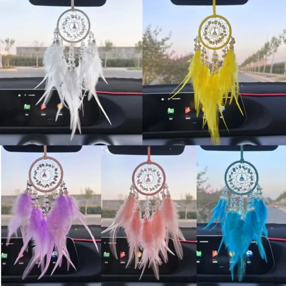 New Car Hanging Car Pendant Lucky Car Ornament Car Mirror Pendant Feather Mini Dream Catcher Car