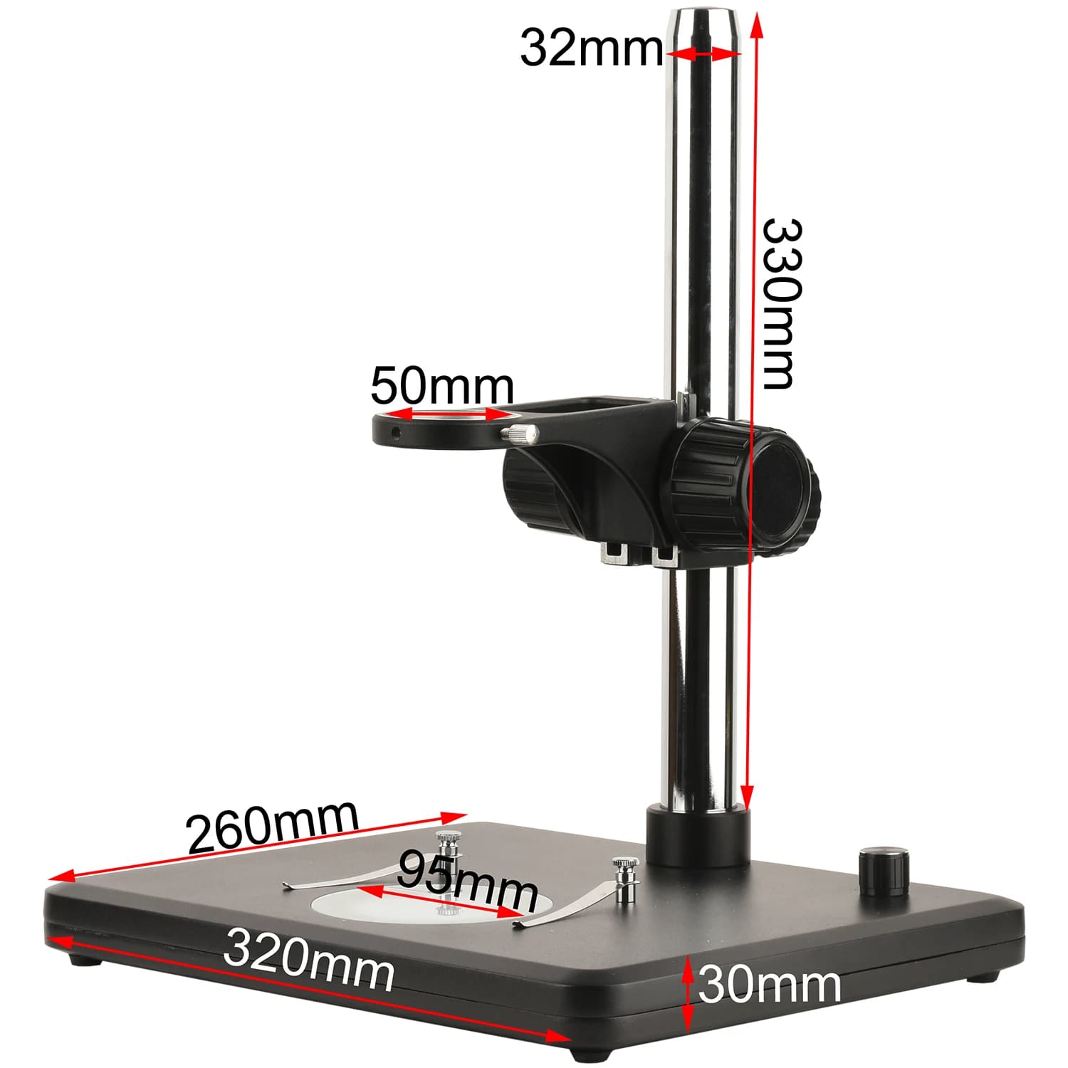 Supporto per microscopio elettronico KOPPACE, base con sorgente luminosa a LED 12V 6W, altezza colonna 330 mm
