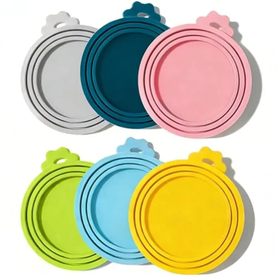 Food Can Lids, 6 Pcs Silicone Pet Food Can Covers for Dog and Cat Food, One Tin Cap Fit Most Standard Size Dog Cat Food Canned