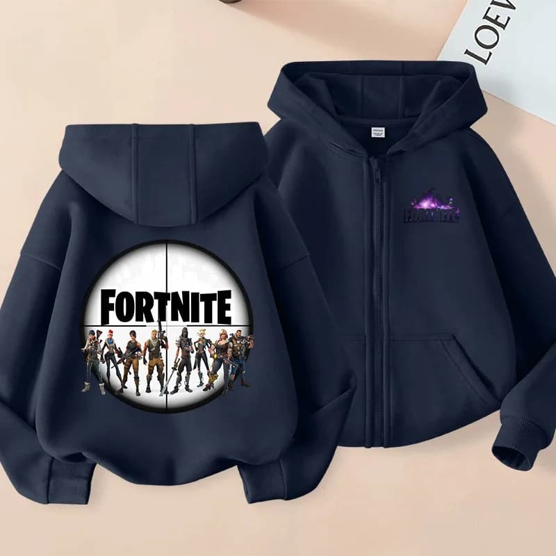 Nuova Felpa con Zip per Bambini Fortnite, Felpe con Cappuccio Cartoon Anime, Giacche Casual Traspiranti per Ragazzi, Abbigliamento Primaverile per Bambini 2026