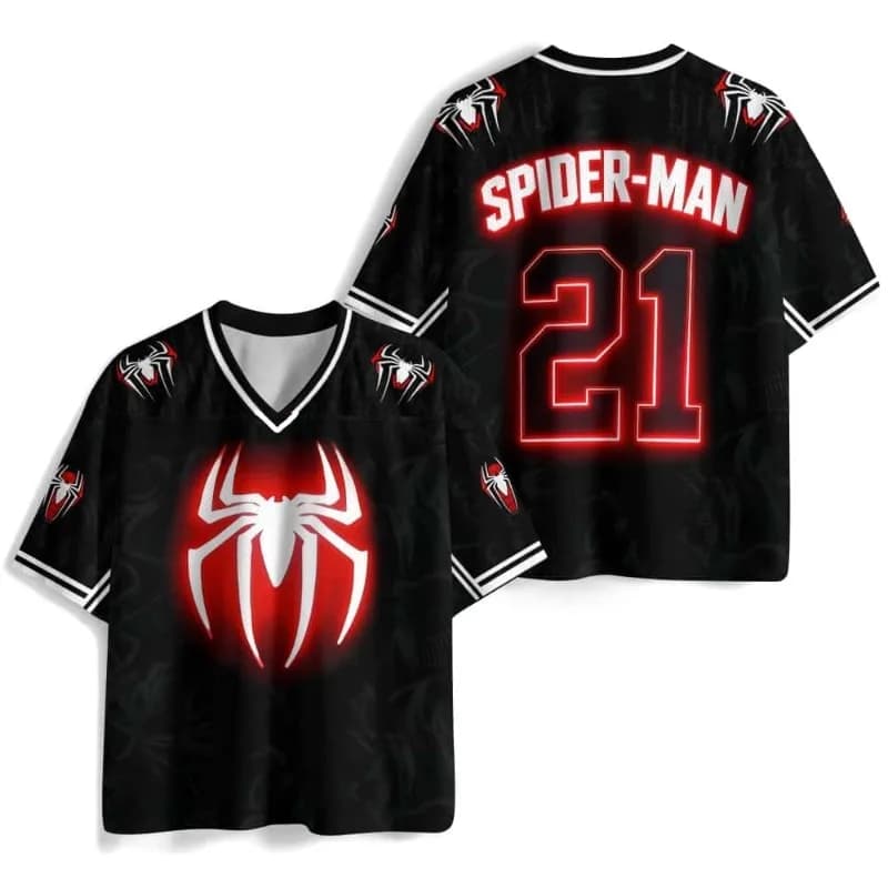 Maglia Sportiva Traspirante con Scollo a V per Adulti e Bambini, Modello Spider-Man, Nuova Collezione Estate 2026, per Coppie e Famiglie