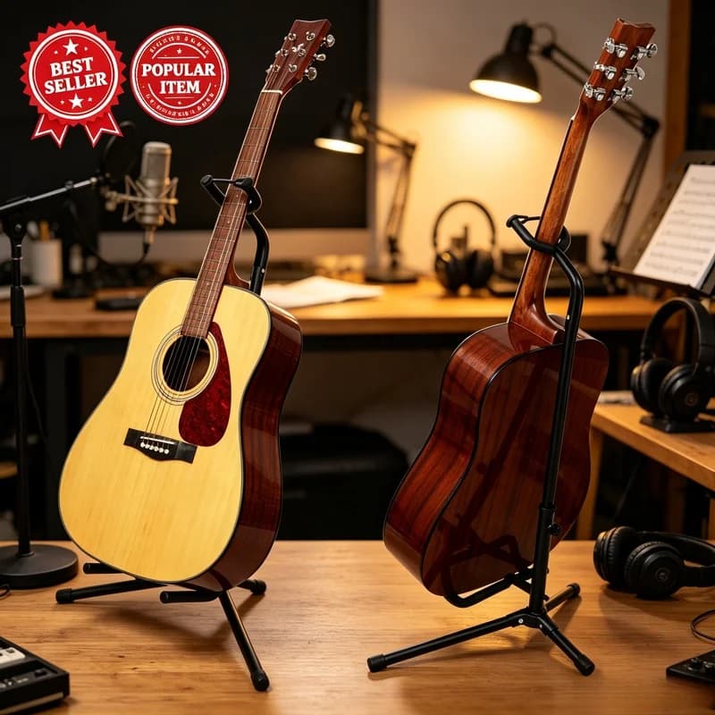 Foldable Adjustable Vertical Guitar Stand Multi‑Instrument Holder for Guitar Bass Ukulele Pipa Home Display