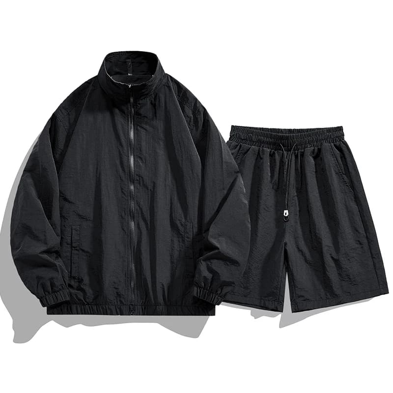 Set Sportivo Estivo da Uomo: Giacca Protettiva UV e Pantaloncini a Cinque Punti, Leggero, Traspirante, ad Asciugatura Rapida, Protezione Solare