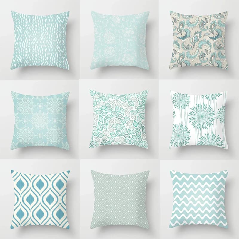 Green Ment Set Pillow Sheet Living Room Sofa Decoration Geometric Printing Pattern Square pillow bedroom