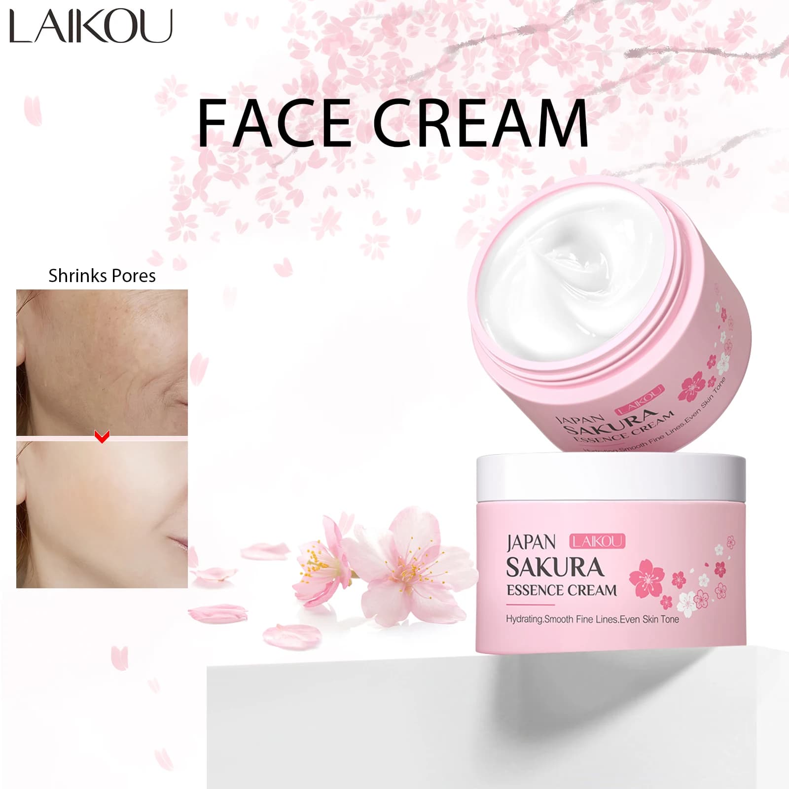 LAIKOU Sakura Essence Cream 25g Moisturizing Face Cream Nourish Skin Improving Dryness Face Brightening Cream Original Skin Care