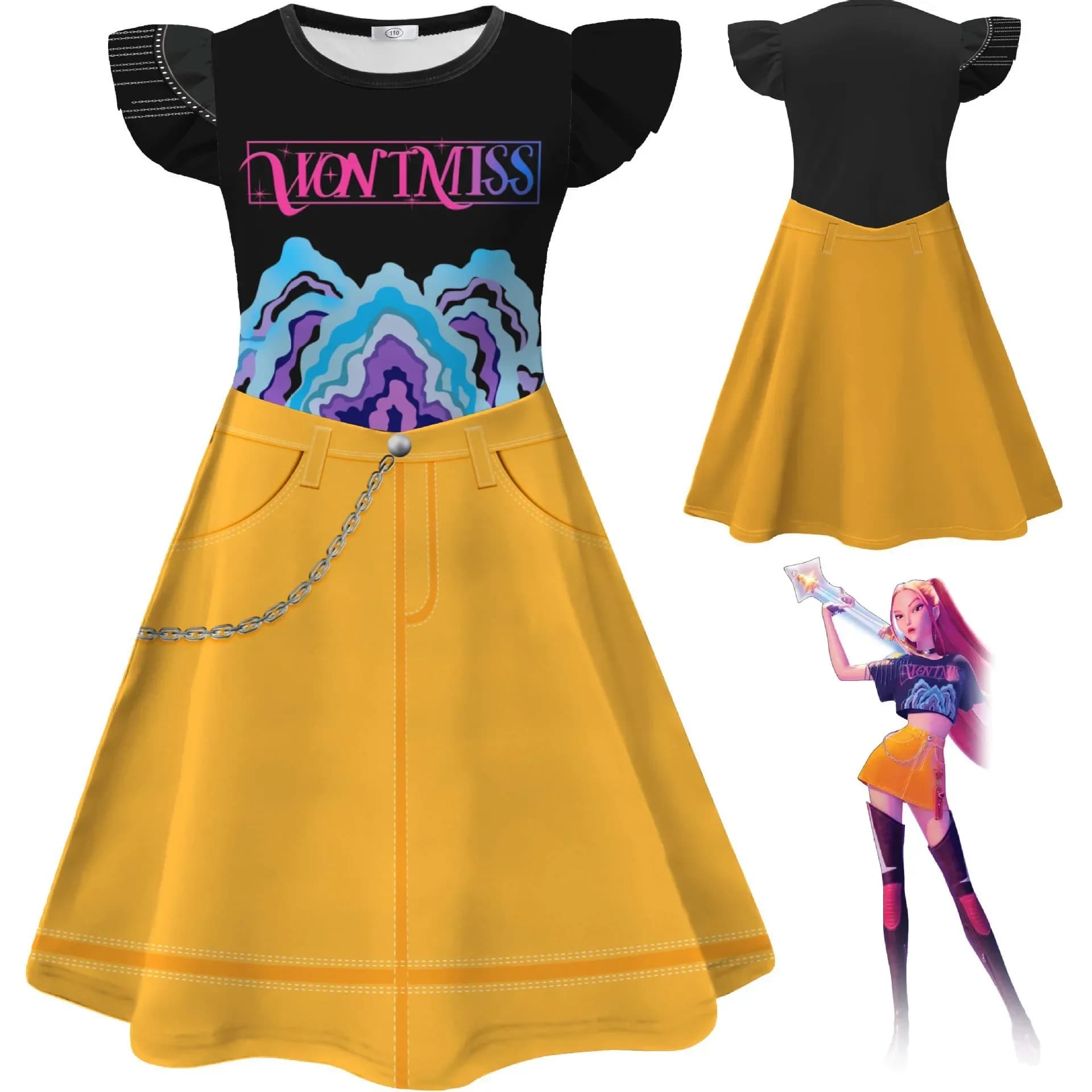 KPop Demon Hunters Idol Mira Cosplay Girls Vestono Costume Mira Dress Children Souls Halloween Carnival Dresses Christmas Party Dresses