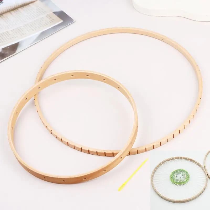 Wooden Round Knitting Loom Hoops DIY Handmade Weaving Tool Kit for Bedroom Wall Hanging Art Decor