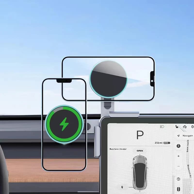 Supporto per telefono da auto pieghevole caricatore Wireless Macsafe magnetico da 15W per Tesla Model 3 Y X S BYD Atto 3 accessori