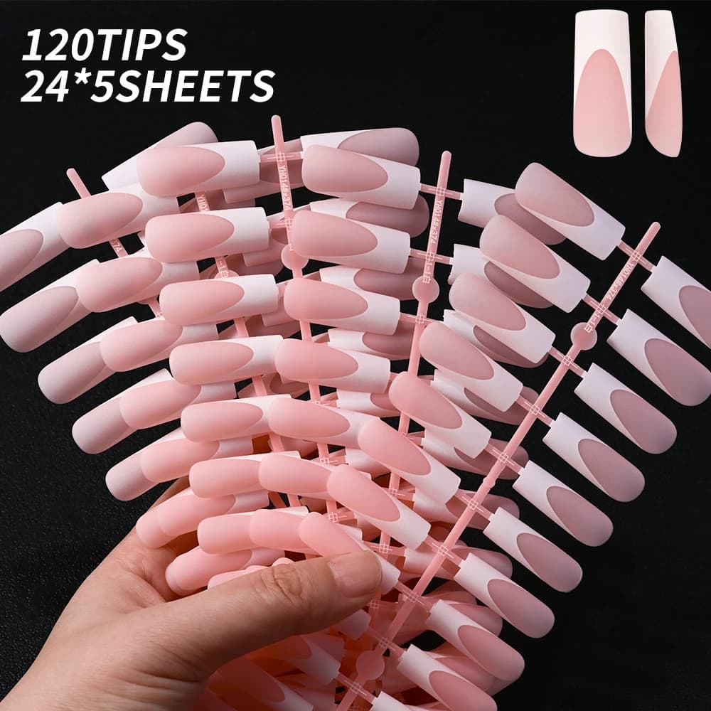120 pezzi unghie finte quadrate lunghe bordo bianco unghie finte francesi indossabili balletto bara copertura completa punte per unghie stampa acrilica sulle unghie