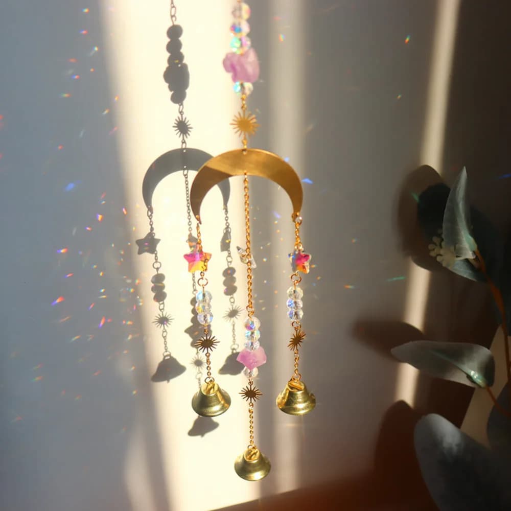 Modern Crystal Glass Wind Chime Suncatcher Hanging Prism Reflective Light Catcher For Home Room Window Balcony Styling