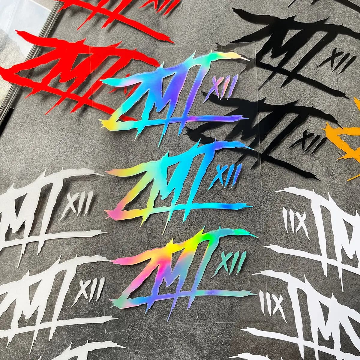 Set of 3 pcs waterproof multicolor stickers with egy graffiti pattern for decoration of motorcycle helmets, car and bike