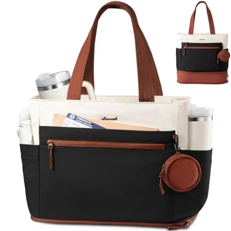 Borsa tote LOVEVOOK da donna, borsa da lavoro espandibile per laptop da 15,6 pollici, borsa da viaggio grande da 33 litri con porta borraccia da 40 oz, TSA